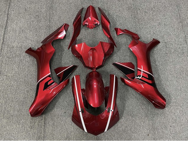 2015-2019 Deep Red & Black and White Accents R1 Motorcycle Fairings