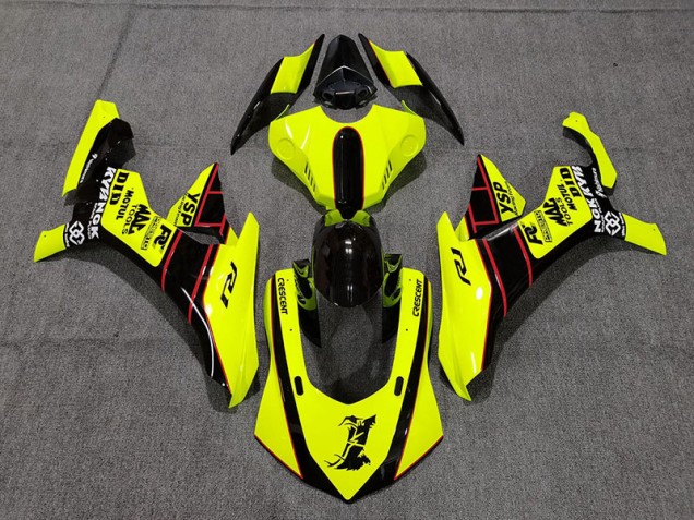 2015-2019 Floro Yellow and Black R1 Motorcycle Fairings