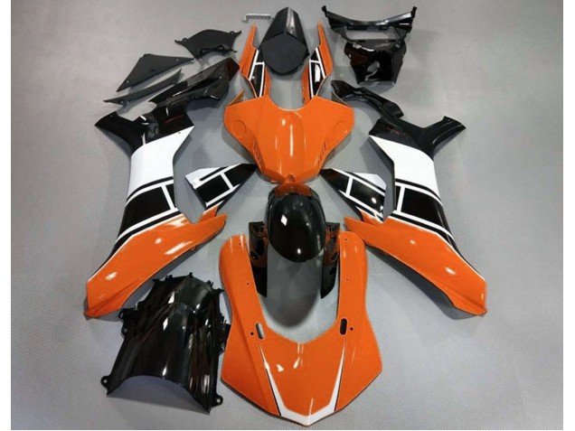2015-2019 Gloss Orange White and Black R1 Motorcycle Fairings