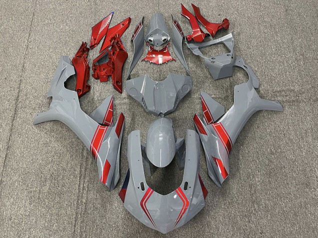 2015-2019 Nardo Grey & Red Accents R1 Motorcycle Fairings