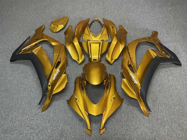 2016-2019 Gold with Ninja White ZX10R Motorcycle Fairings