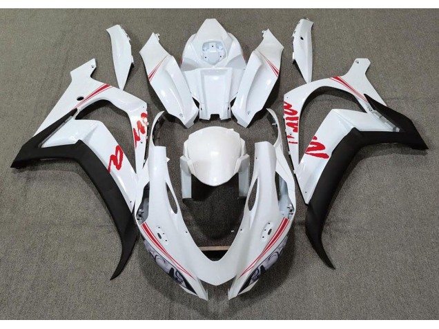 2016-2019 Pearl White & Red Logos ZX10R Motorcycle Fairings