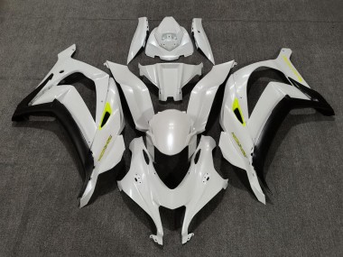 2016-2019 Pearl White & Yellow ZX10R Motorcycle Fairings
