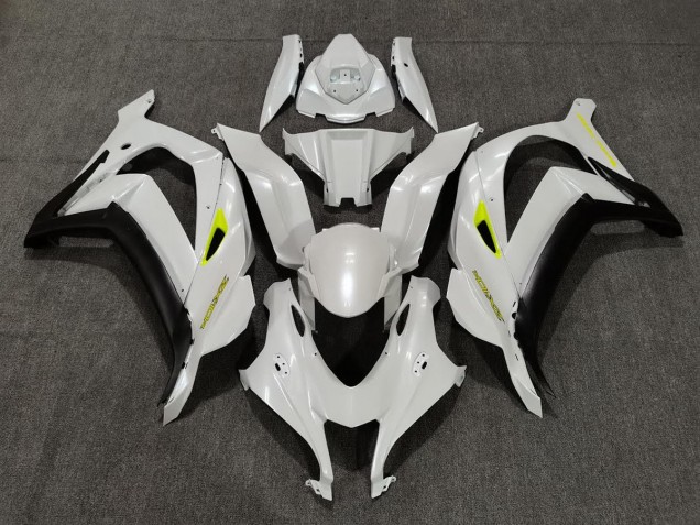 2016-2019 Pearl White & Yellow ZX10R Motorcycle Fairings