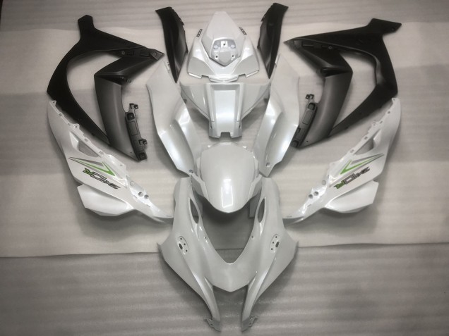 2016-2019 Pearl White and Green ZX10R Motorcycle Fairings
