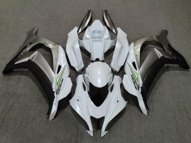 2016-2019 Pearl White and Silver ZX10R Motorcycle Fairings