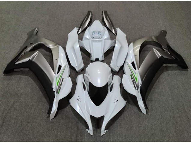 2016-2019 Pearl White and Silver ZX10R Motorcycle Fairings