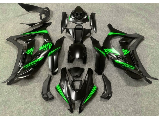 2016-2019 Satin Black & Green ZX10R Motorcycle Fairings