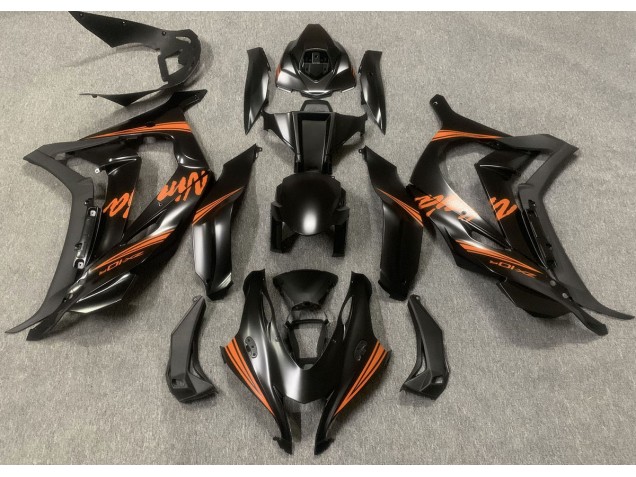 2016-2019 Satin Black & Orange ZX10R Motorcycle Fairings