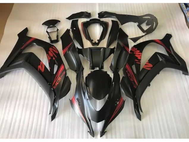 2016-2019 Satin Black & Red ZX10R Motorcycle Fairings
