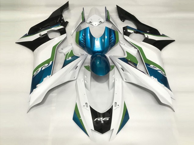 2017-2021 Light Blue and Gloss White R6 Motorcycle Fairings