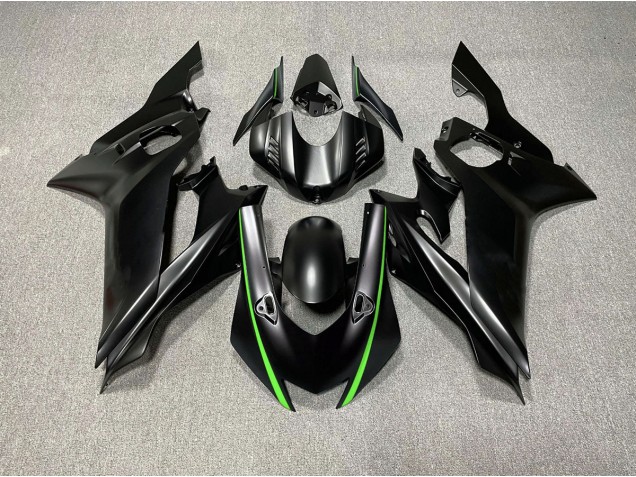 2017-2021 Matte Black & Green Accents R6 Motorcycle Fairings