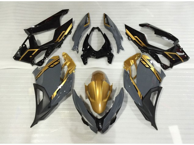 2018-2023 Nardo Grey and Gold Ninja 400 Motorcycle Fairings