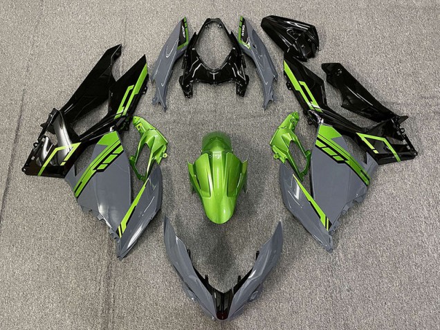 2018-2023 Nardo Grey and Green Ninja 400 Motorcycle Fairings