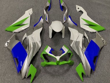 2019-2023 Gloss Green Blue and Silver ZX6R Motorcycle Fairings
