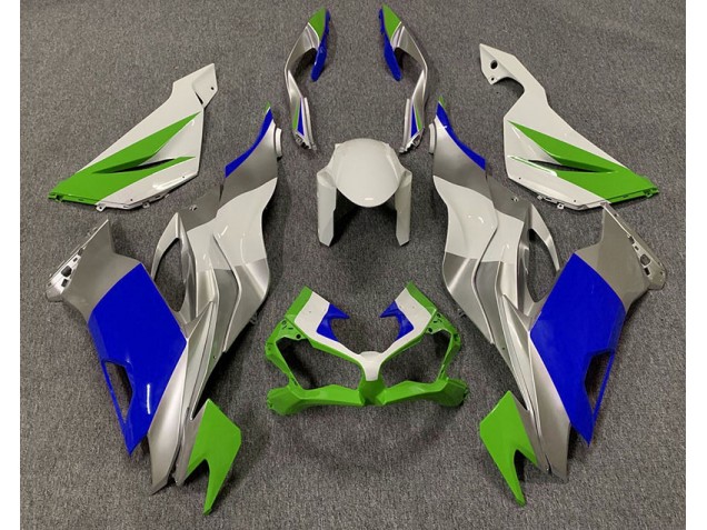 2019-2023 Gloss Green Blue and Silver ZX6R Motorcycle Fairings