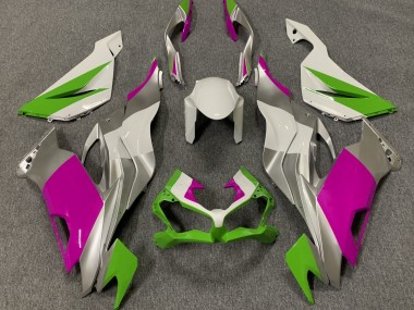 2019-2023 Gloss Green Pink and Silver ZX6R Motorcycle Fairings