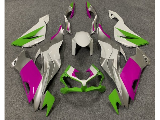 2019-2023 Gloss Green Pink and Silver ZX6R Motorcycle Fairings