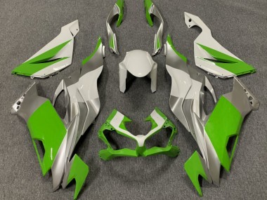 2019-2023 Gloss Green White and Silver ZX6R Motorcycle Fairings