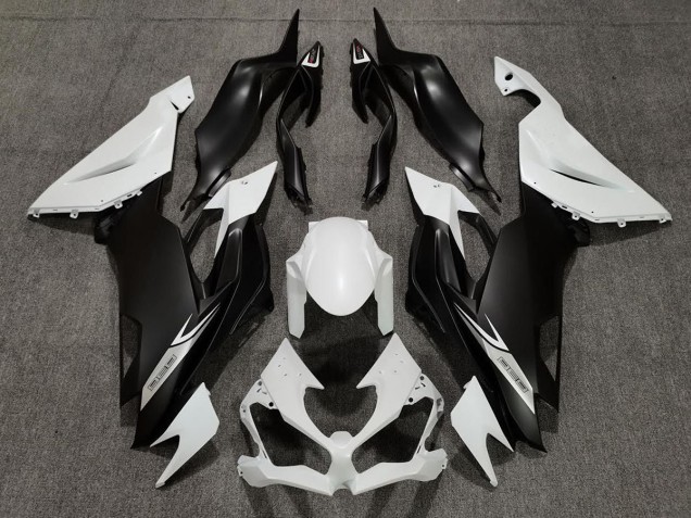 2019-2023 Matte Pearl White and Black ZX6R Motorcycle Fairings