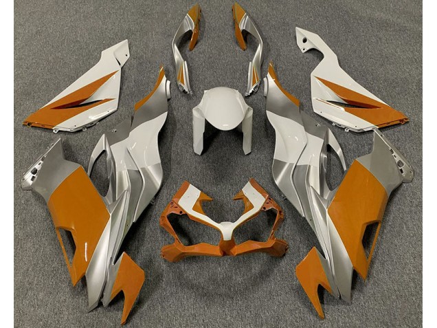 2019-2023 Orange White and Silver ZX6R Motorcycle Fairings